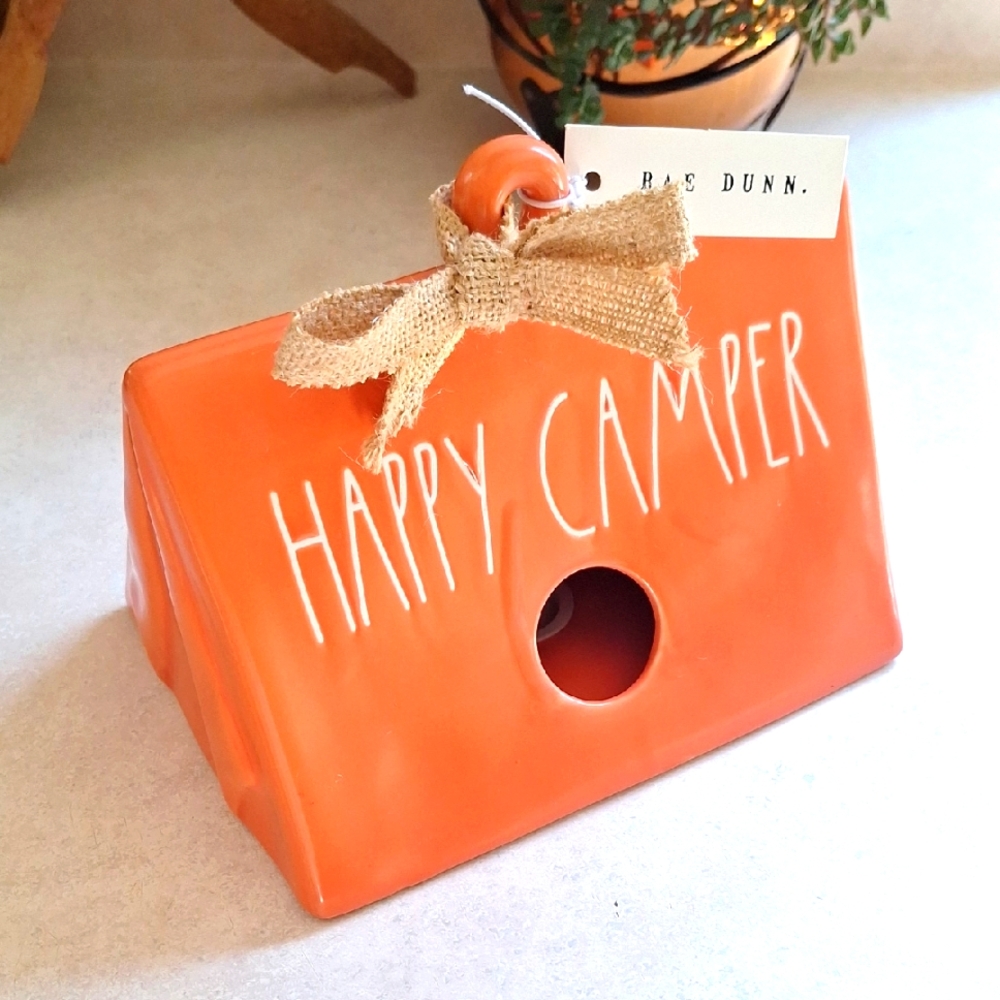 RAE DUNN "HAPPY CAMPER" ornamental Bird House Tent
